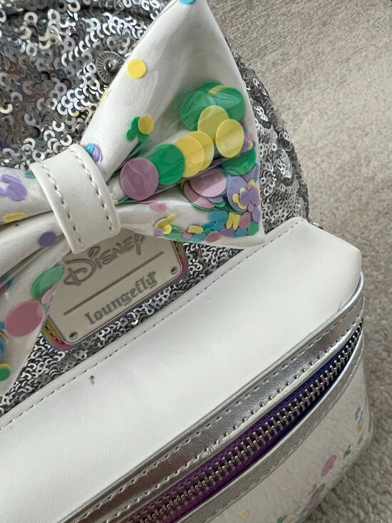 Loungefly Disney Mickey & Friends Birthday Silver Sequin Mini Backpack main image 8